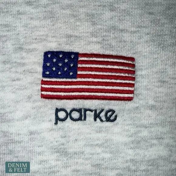 PARKE American Flag Cozy Hoodie Oversized Coastal Americana Lounge Pullover - Picture 7 of 12